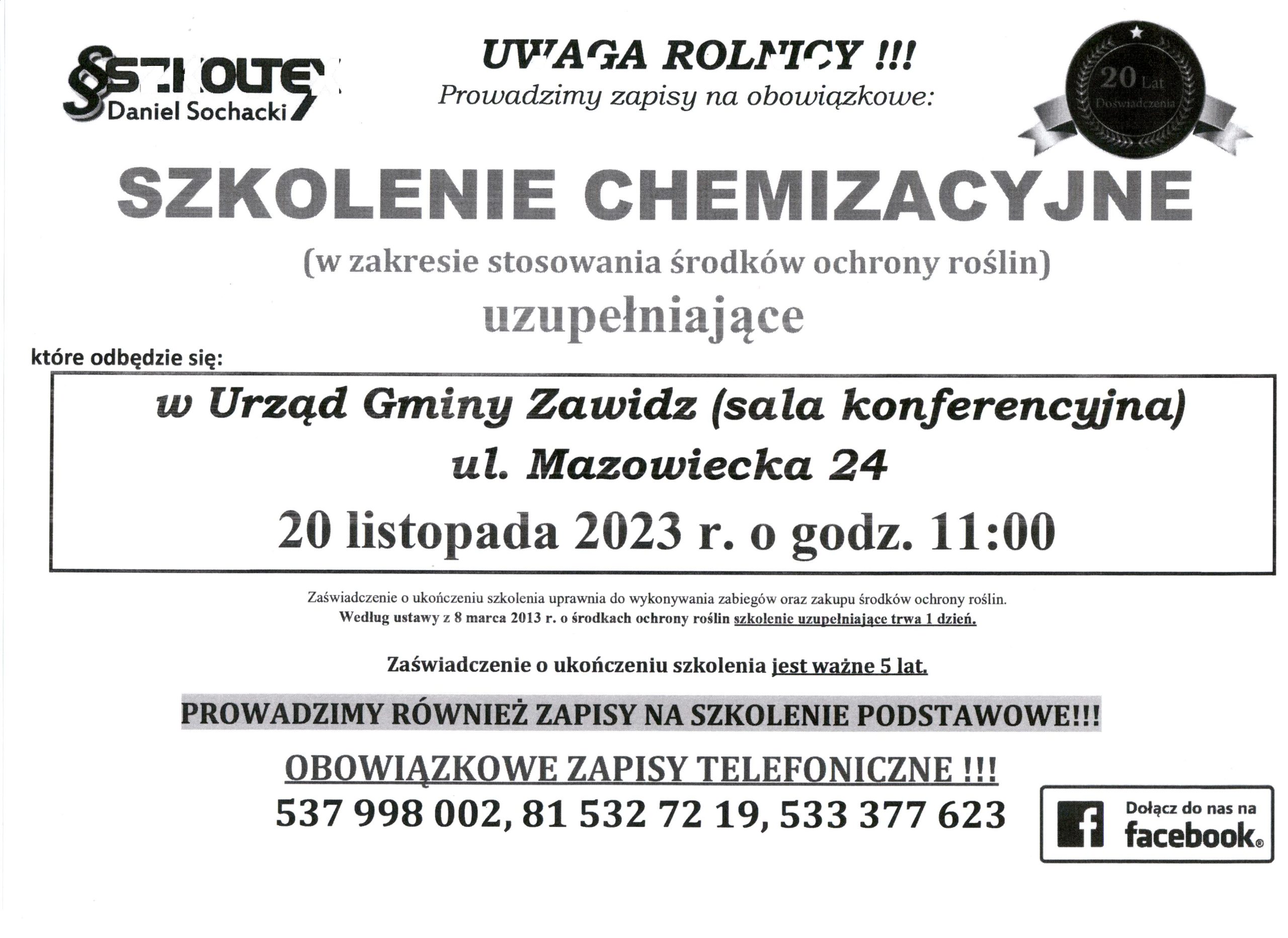 Obowiązkowe Szkolenie Chemizacyjne