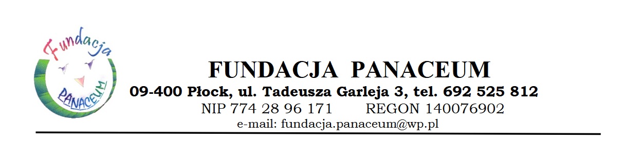 Ogłoszenie  o naborze uczestników do nowo tworzonego  Warsztatu Terapii Zajęciowej Fundacji Panaceum w Osieku