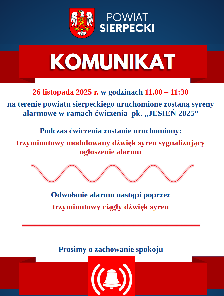 Uruchomienie syren alarmowych 26 listopada